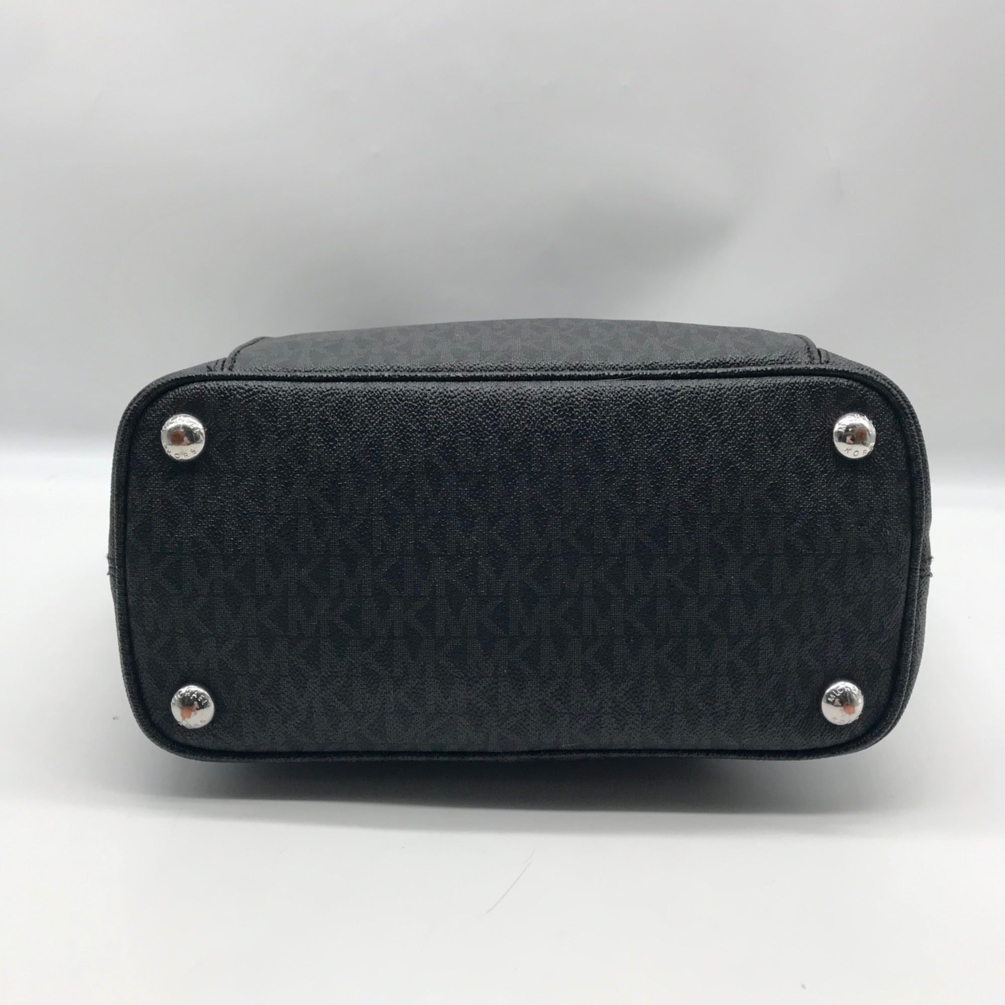 Michael Kors Black Monogram Jet Set Snap Pocket Tote Bag