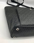 Michael Kors Black Monogram Jet Set Snap Pocket Tote Bag