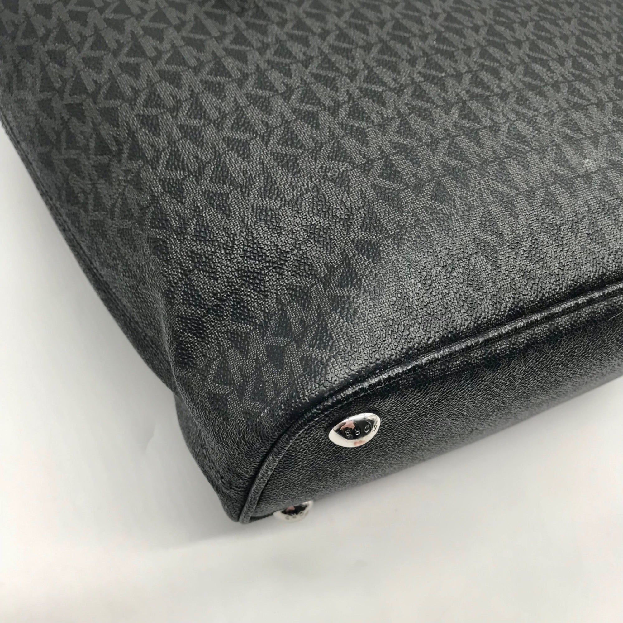 Michael Kors Black Monogram Jet Set Snap Pocket Tote Bag