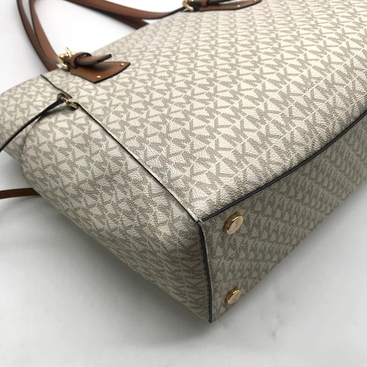 Michael Kors Cream Signature Coated Canvas Tote Bag