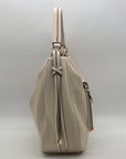 Cream Faux Leather Tassel Design Slouchy Tote Bag