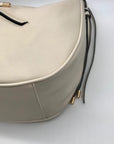 Cream Faux Leather Tassel Design Slouchy Tote Bag