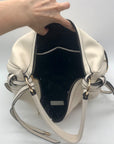 Cream Faux Leather Tassel Design Slouchy Tote Bag