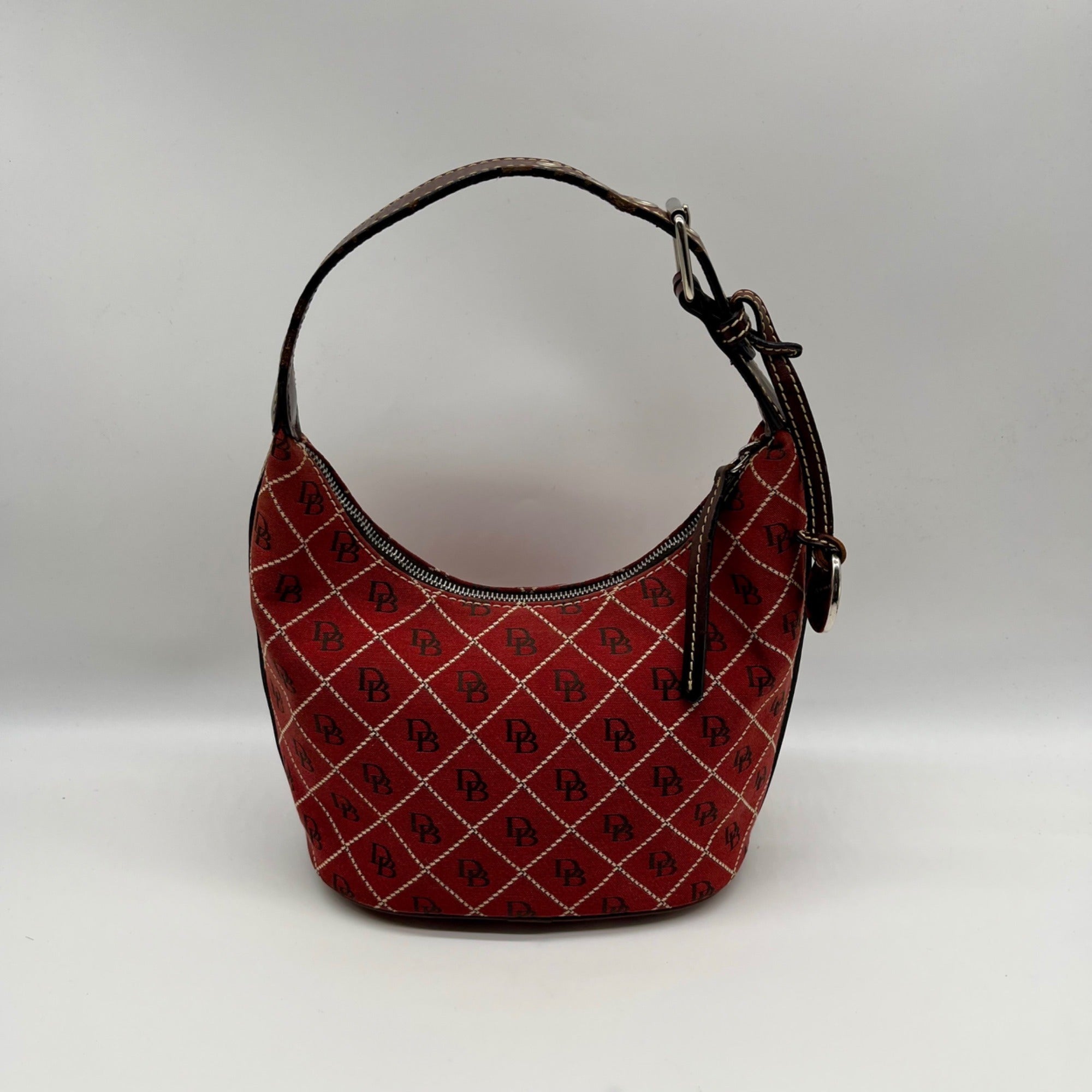 Dooney &amp; Bourke Red Signature Canvas Hobo Shoulder Bag