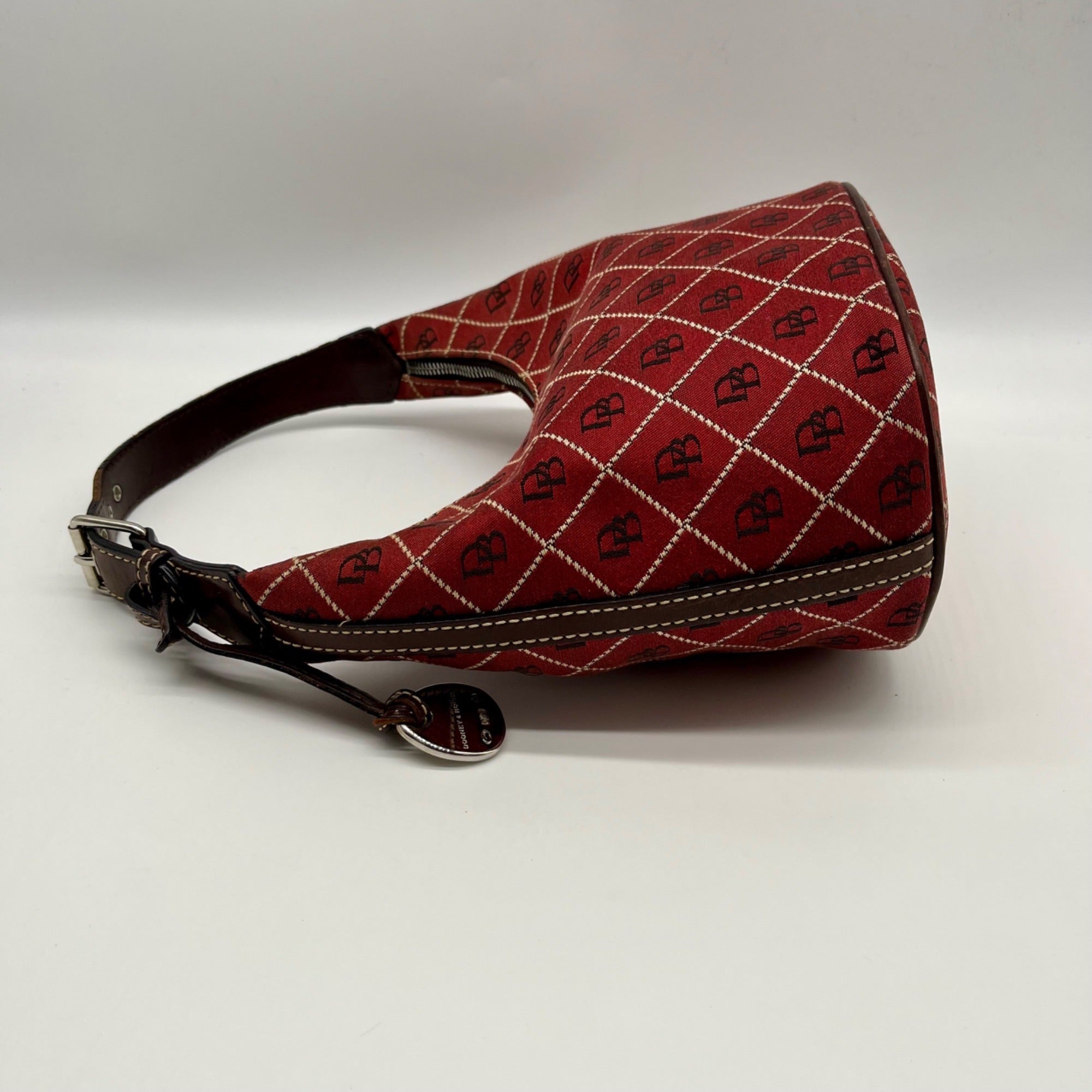 Dooney &amp; Bourke Red Signature Canvas Hobo Shoulder Bag