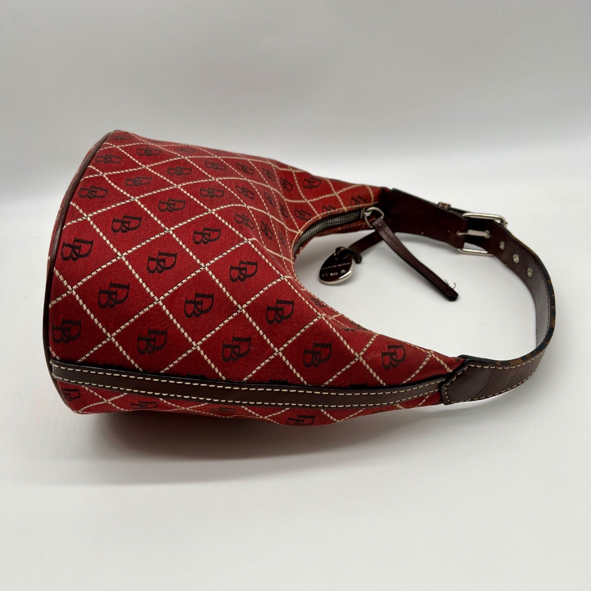 Dooney &amp; Bourke Red Signature Canvas Hobo Shoulder Bag