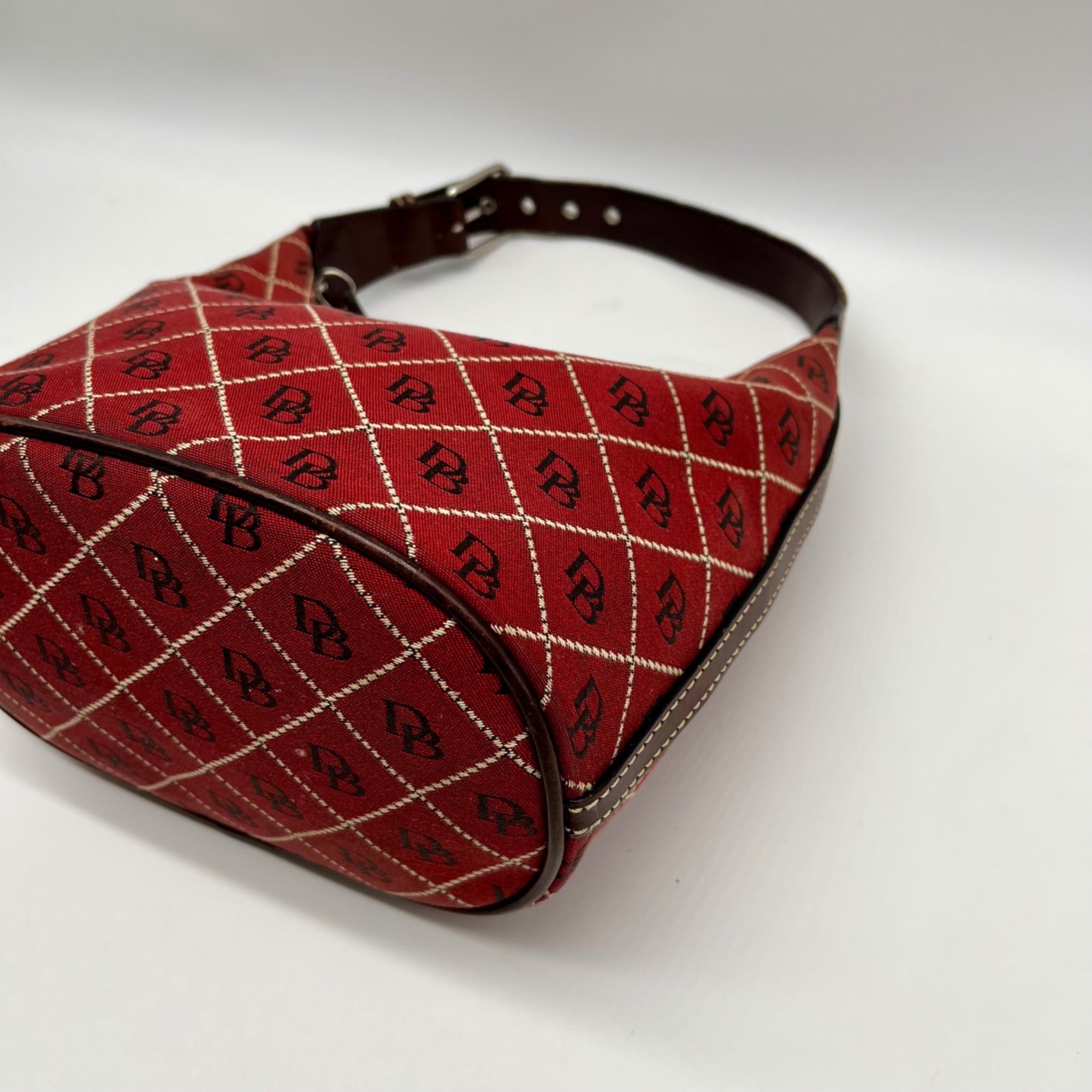Dooney &amp; Bourke Red Signature Canvas Hobo Shoulder Bag