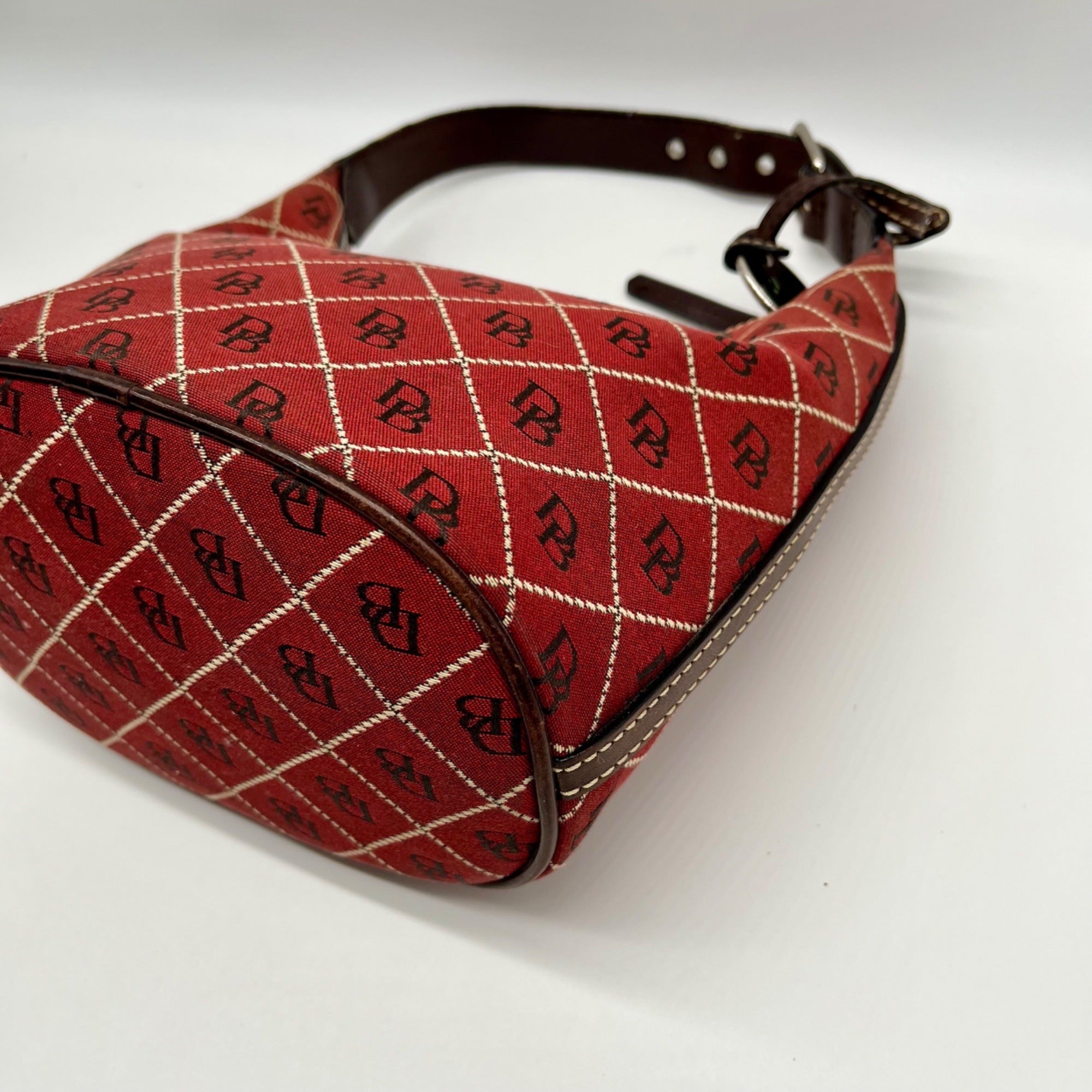 Dooney &amp; Bourke Red Signature Canvas Hobo Shoulder Bag