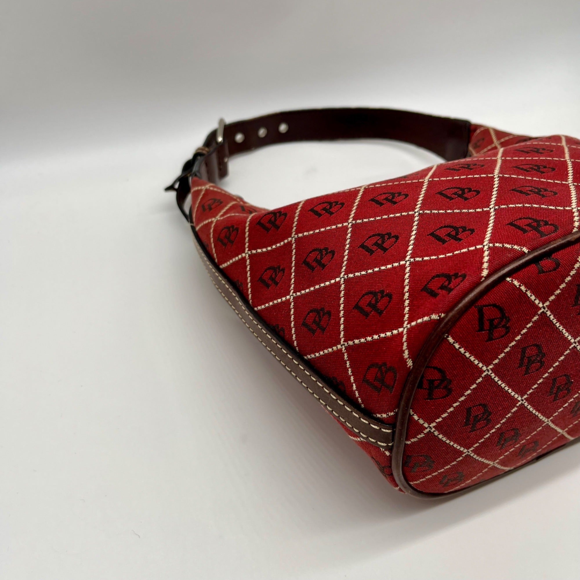 Dooney &amp; Bourke Red Signature Canvas Hobo Shoulder Bag