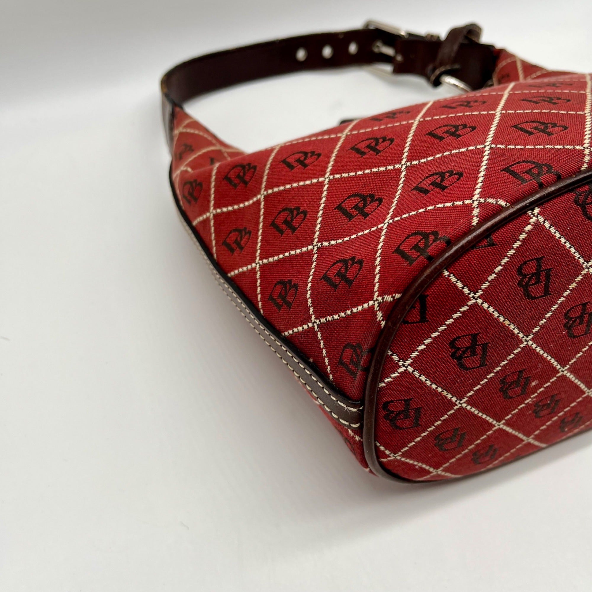 Dooney &amp; Bourke Red Signature Canvas Hobo Shoulder Bag