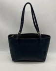 Tory Burch Blue Saffiano Leather Tote Bag