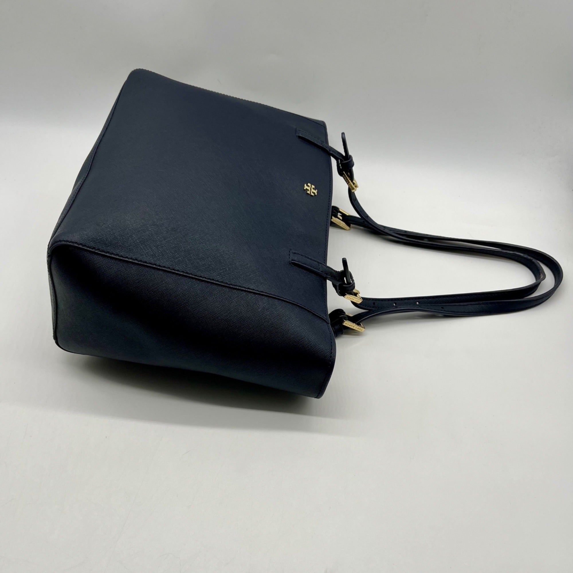 Tory Burch Blue Saffiano Leather Tote Bag