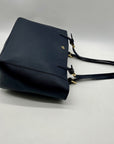 Tory Burch Blue Saffiano Leather Tote Bag