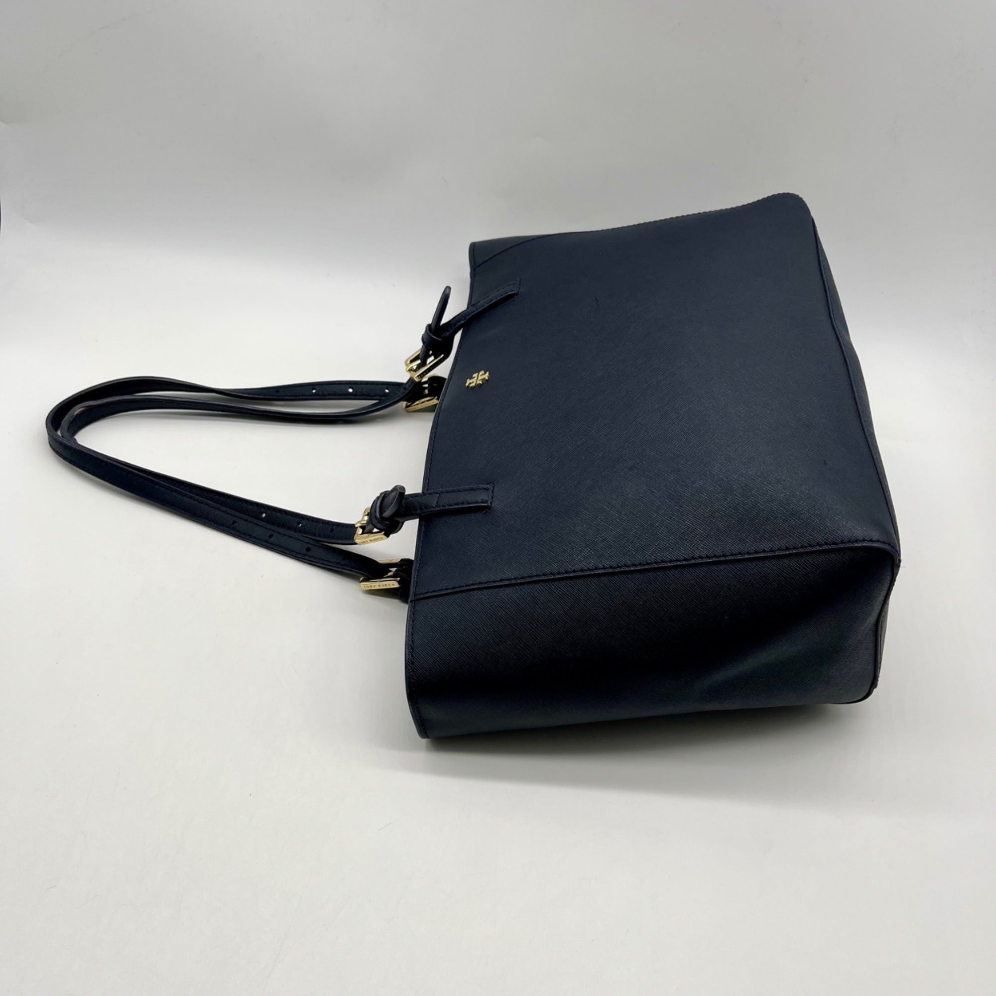 Tory Burch Blue Saffiano Leather Tote Bag