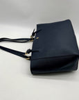 Tory Burch Blue Saffiano Leather Tote Bag