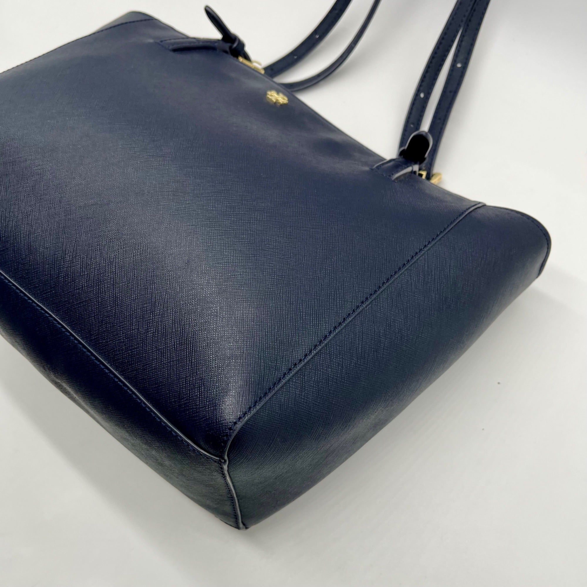 Tory Burch Blue Saffiano Leather Tote Bag