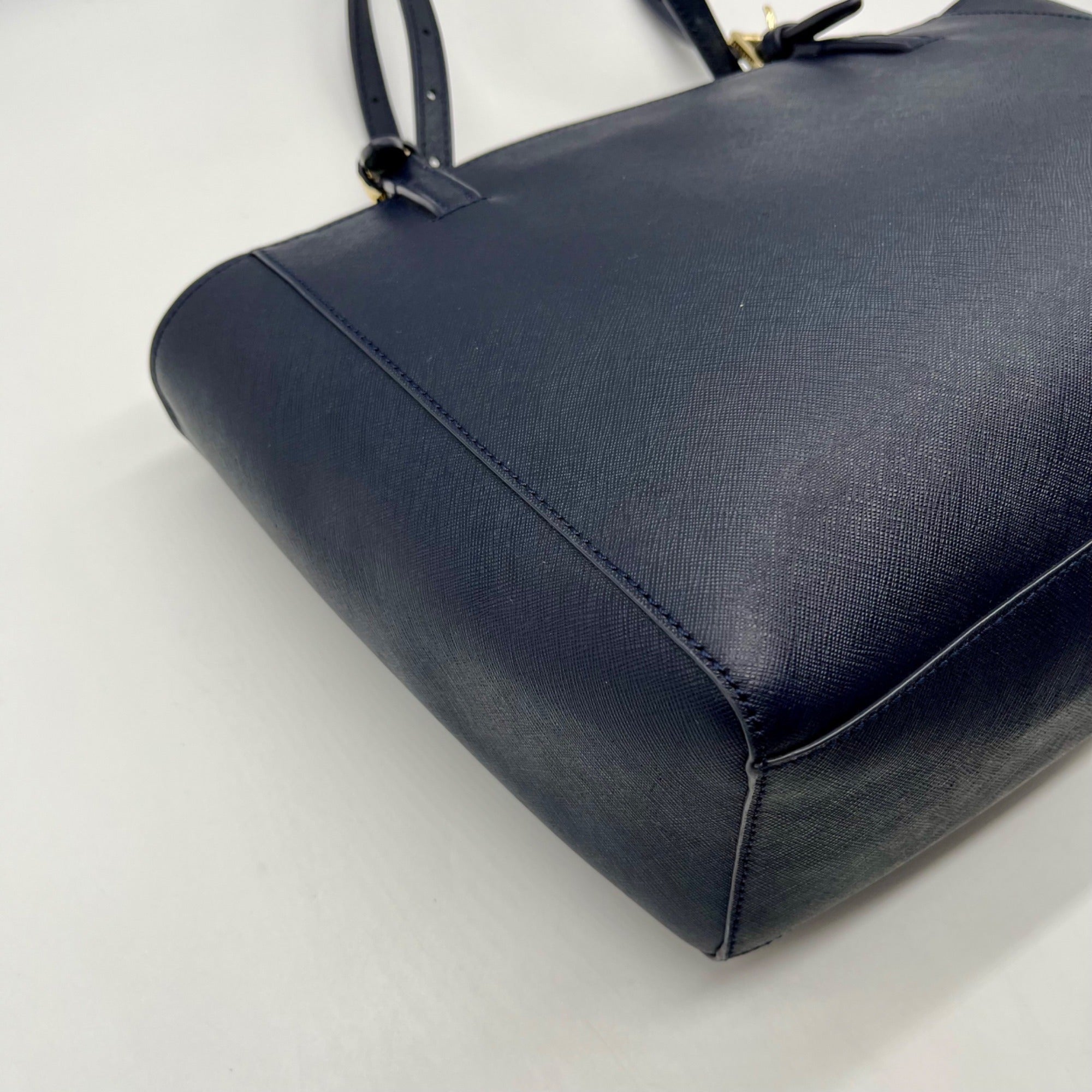 Tory Burch Blue Saffiano Leather Tote Bag