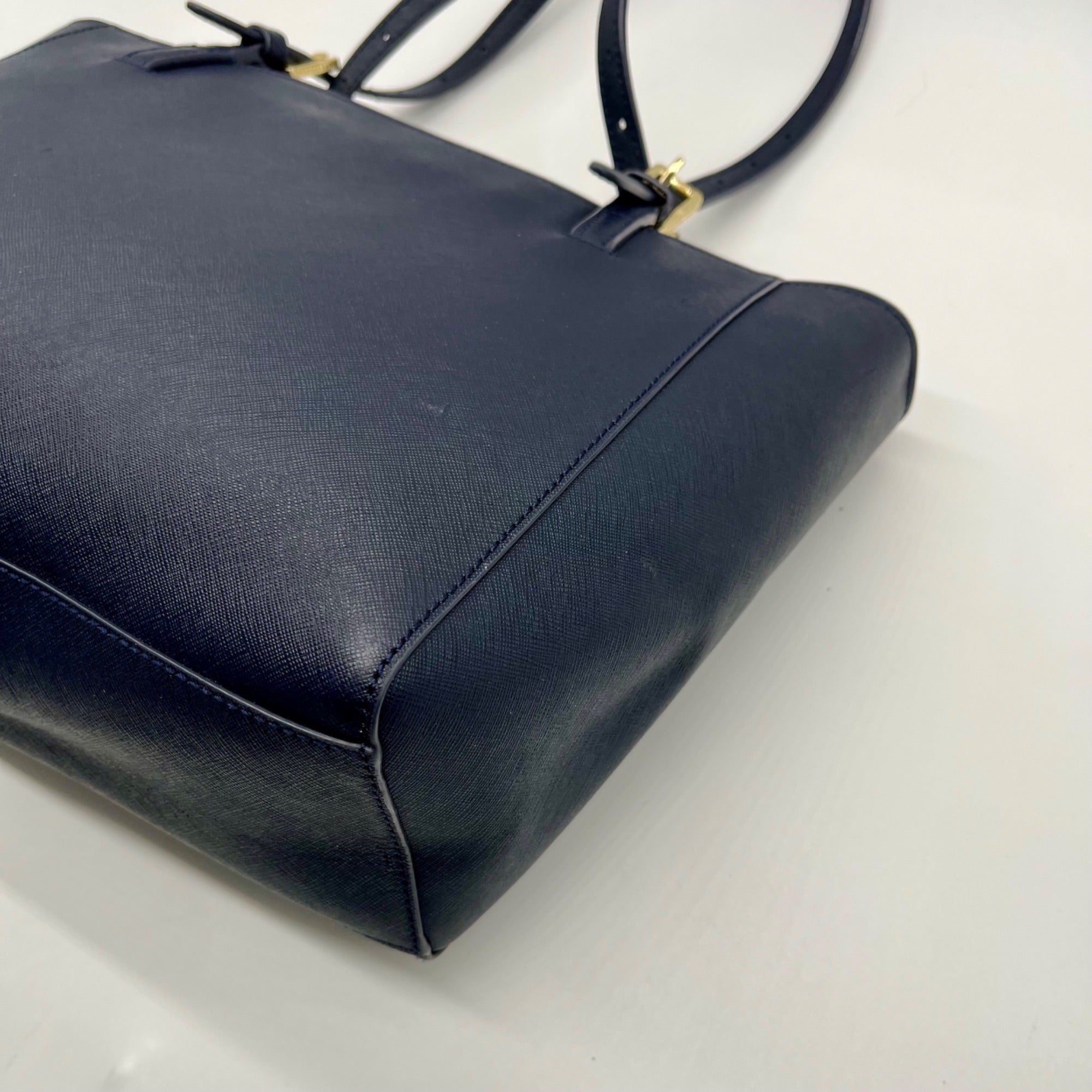 Tory Burch Blue Saffiano Leather Tote Bag