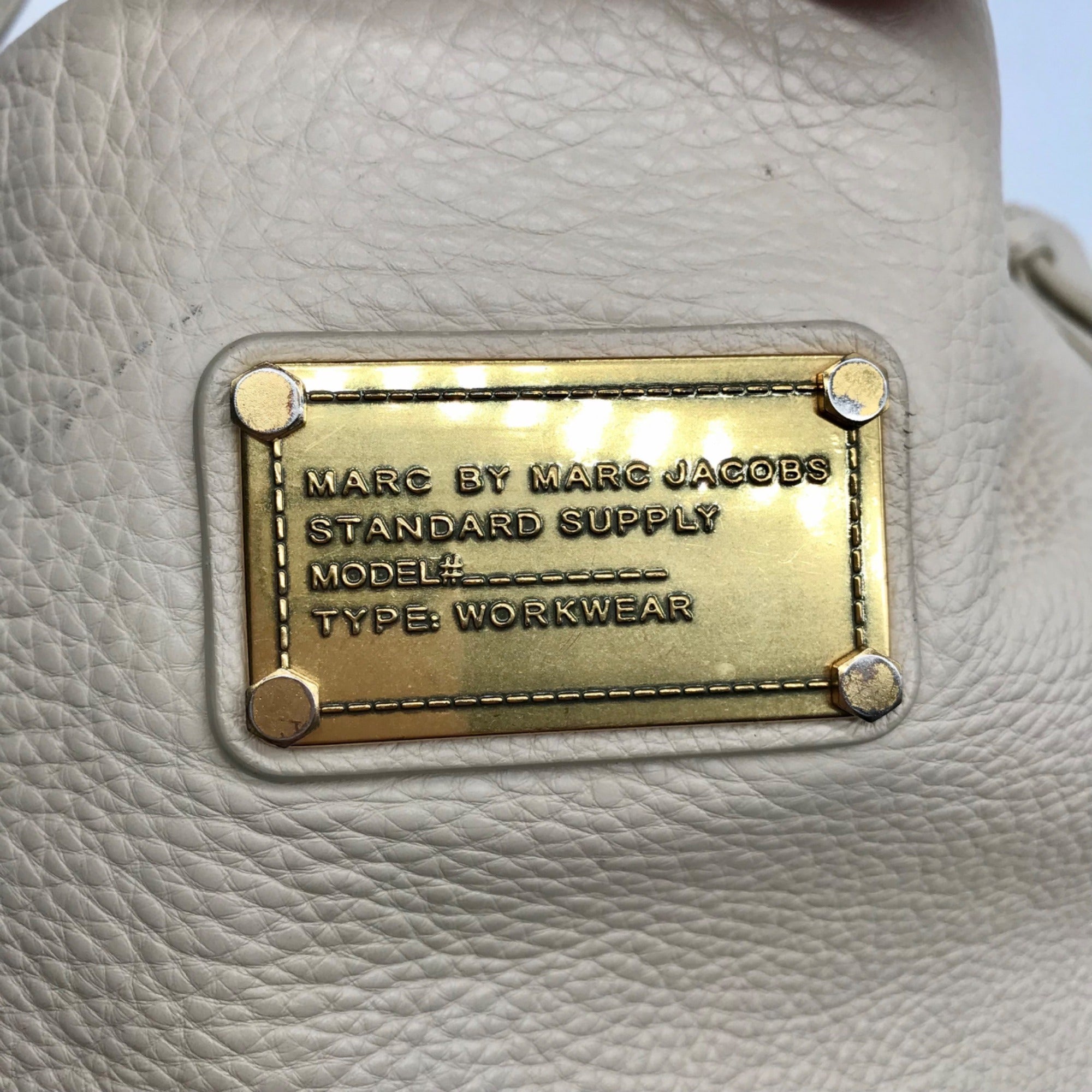 Marc Jacobs Ivory Pebbled Leather Workwear Shoulder Bag