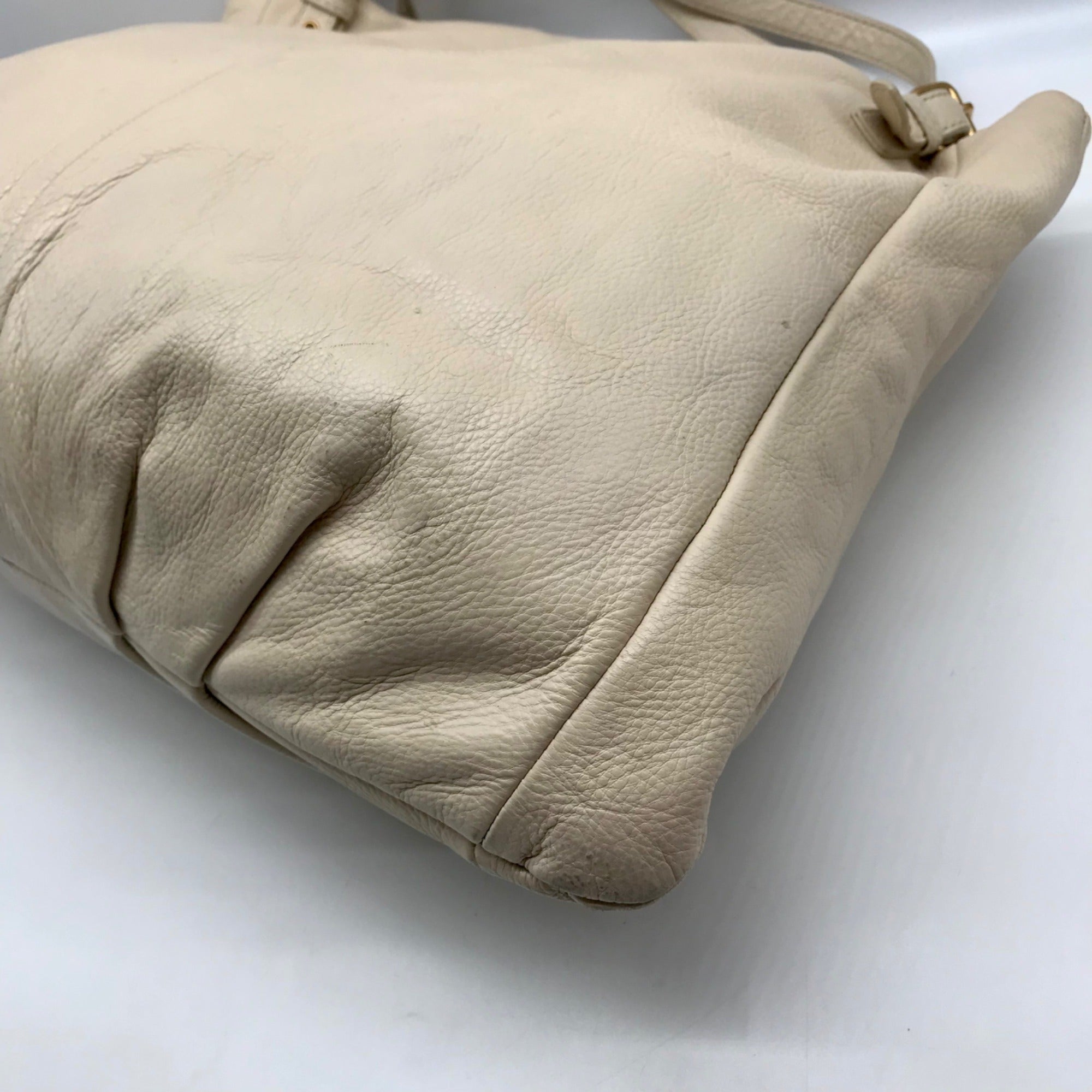 Marc Jacobs Ivory Pebbled Leather Workwear Shoulder Bag
