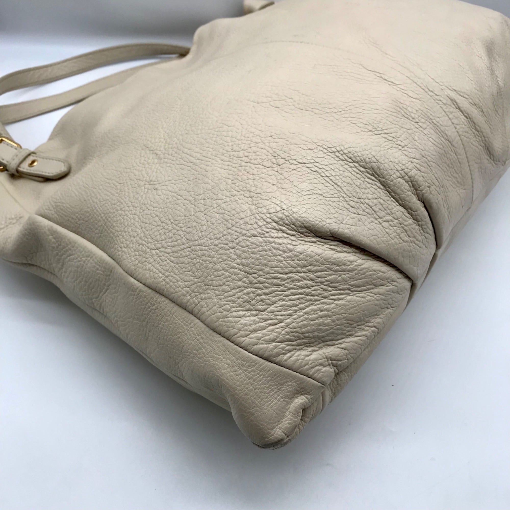 Marc Jacobs Ivory Pebbled Leather Workwear Shoulder Bag