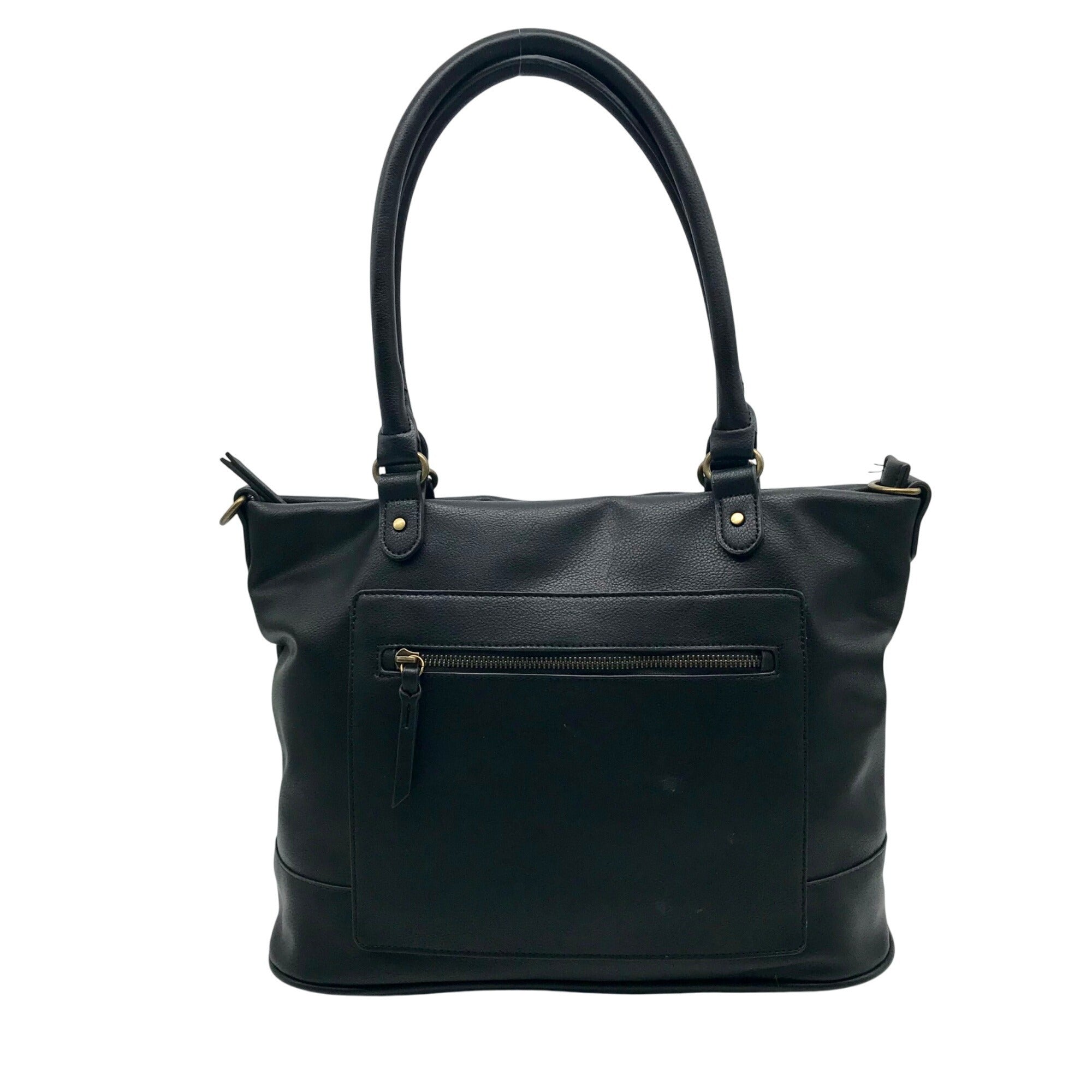 Style &amp; Co Black Faux Leather Hudsonn Crossbody Tote Bag