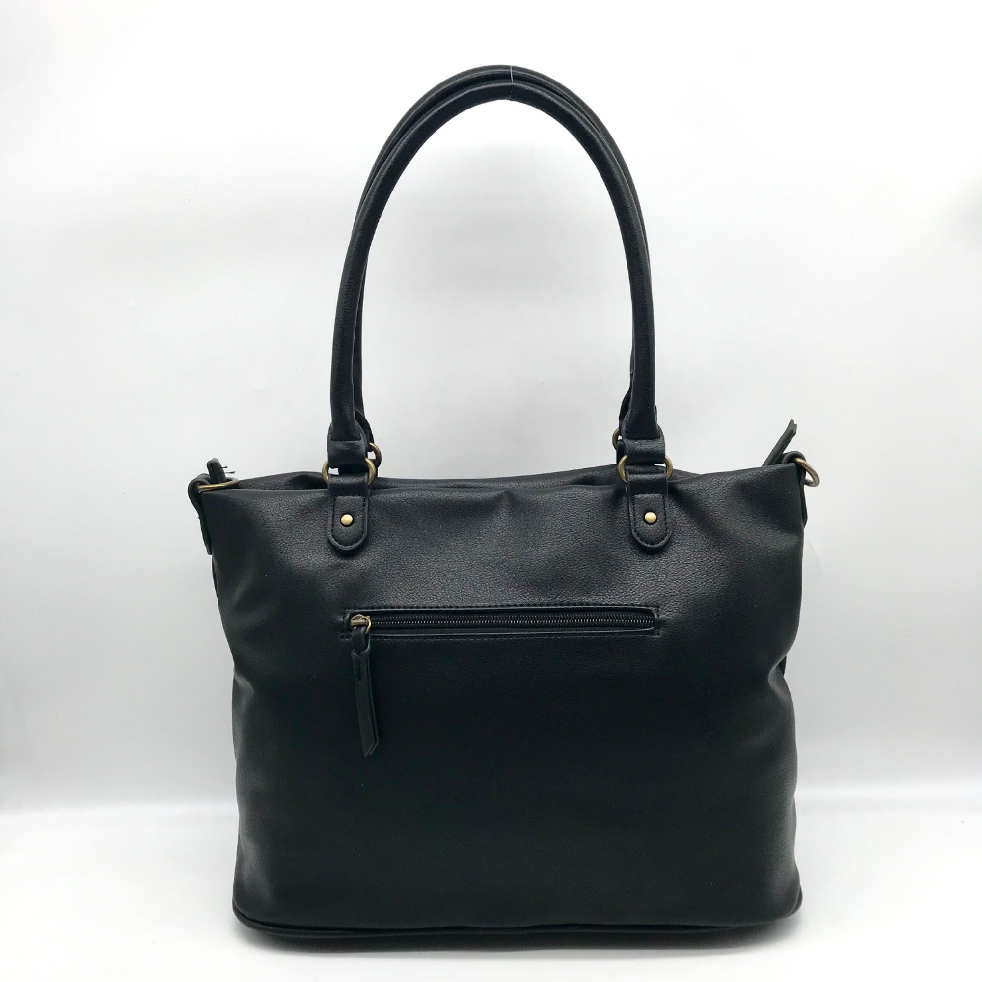 Style &amp; Co Black Faux Leather Hudsonn Crossbody Tote Bag