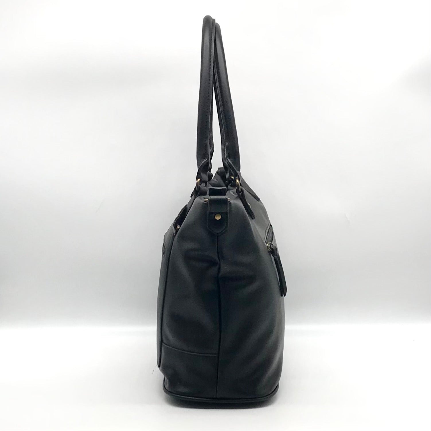 Style &amp; Co Black Faux Leather Hudsonn Crossbody Tote Bag