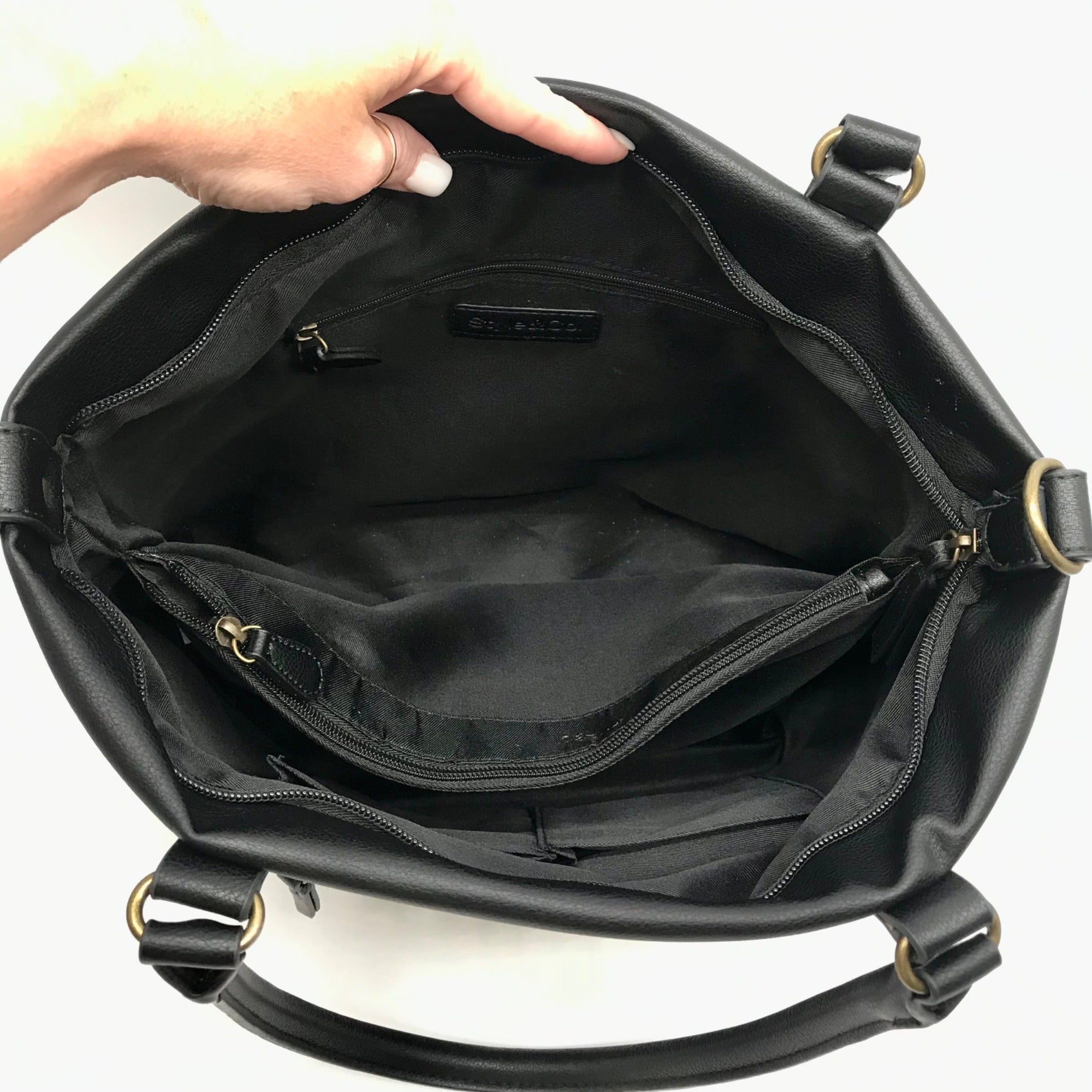 Style &amp; Co Black Faux Leather Hudsonn Crossbody Tote Bag