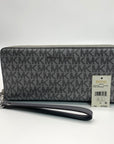 Michael Kors Dark Silver Monogram Jet Set Wristlet