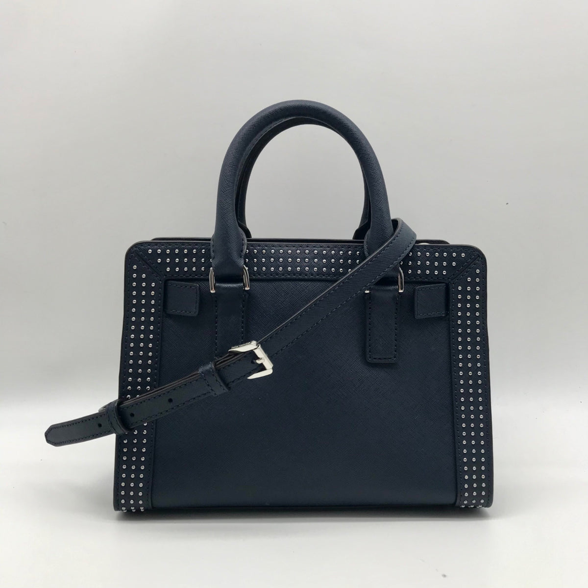 Michael Kors Navy Blue Saffiano Leather Dillon Small Satchel Bag