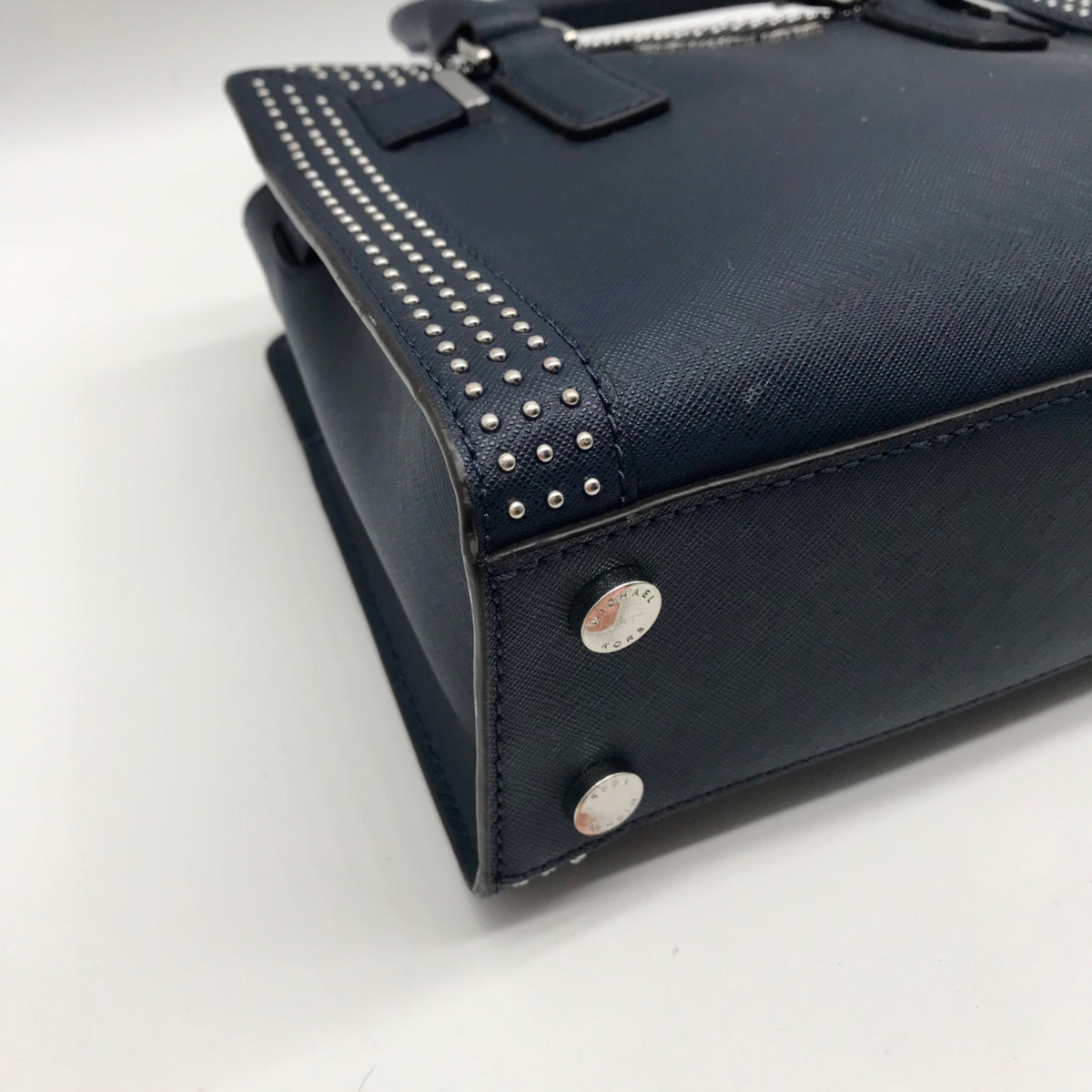 Michael Kors Navy Blue Saffiano Leather Dillon Small Satchel Bag
