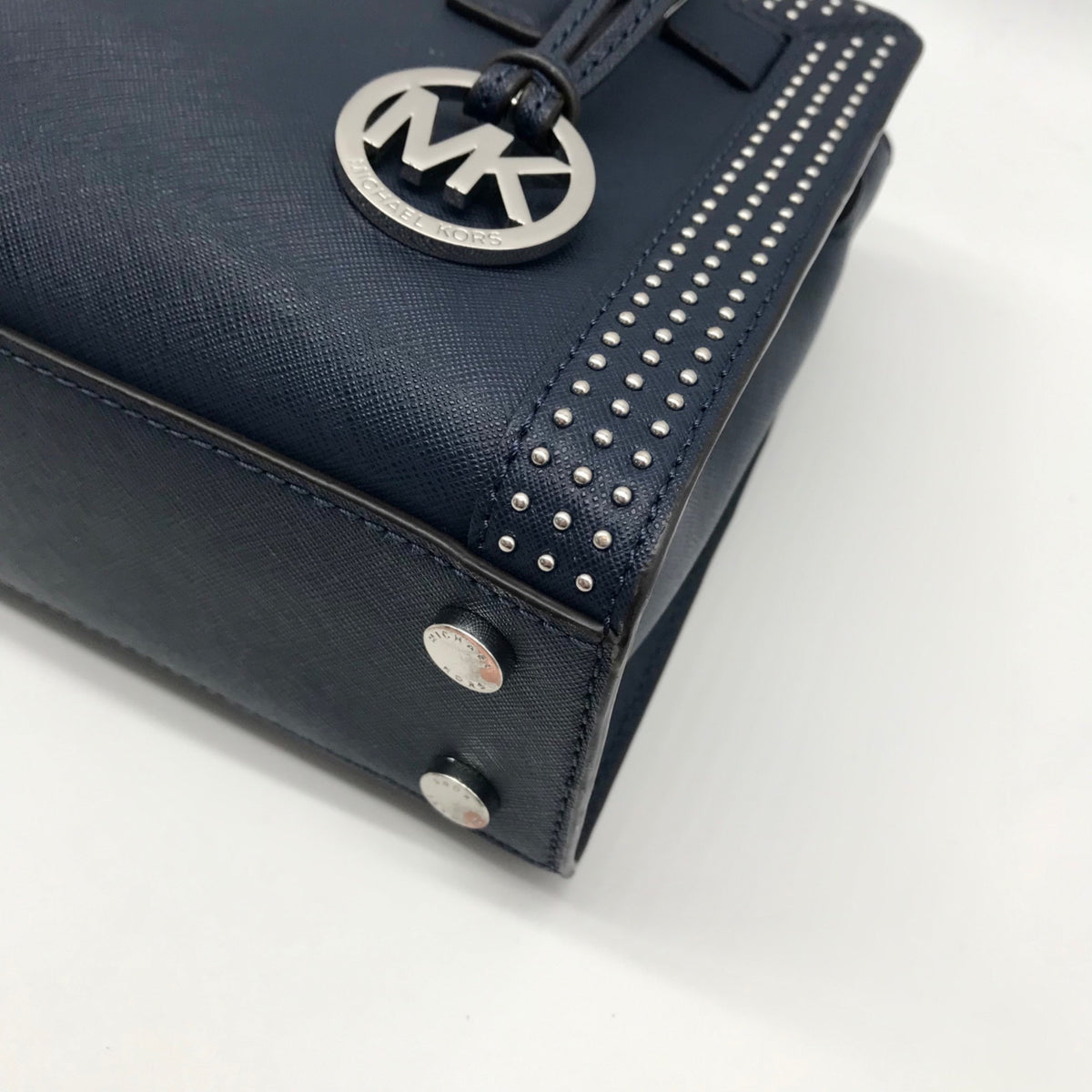 Michael Kors Navy Blue Saffiano Leather Dillon Small Satchel Bag