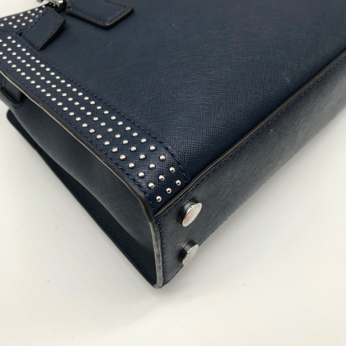 Michael Kors Navy Blue Saffiano Leather Dillon Small Satchel Bag