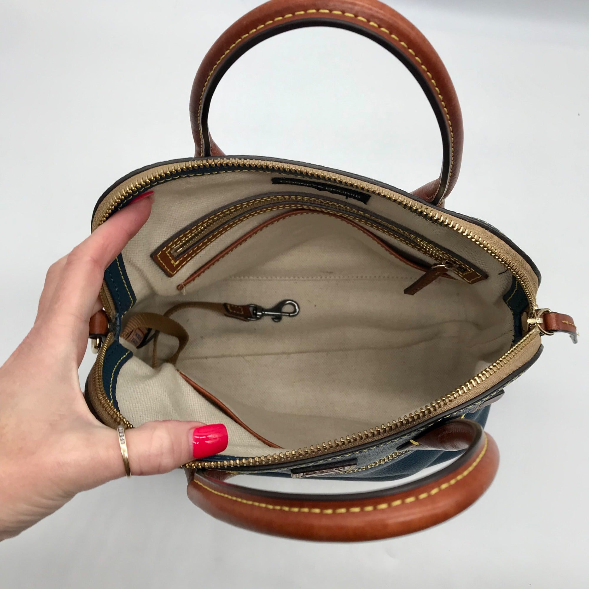 Dooney &amp; Bourke Blue Pebble Grain Domed Satchel