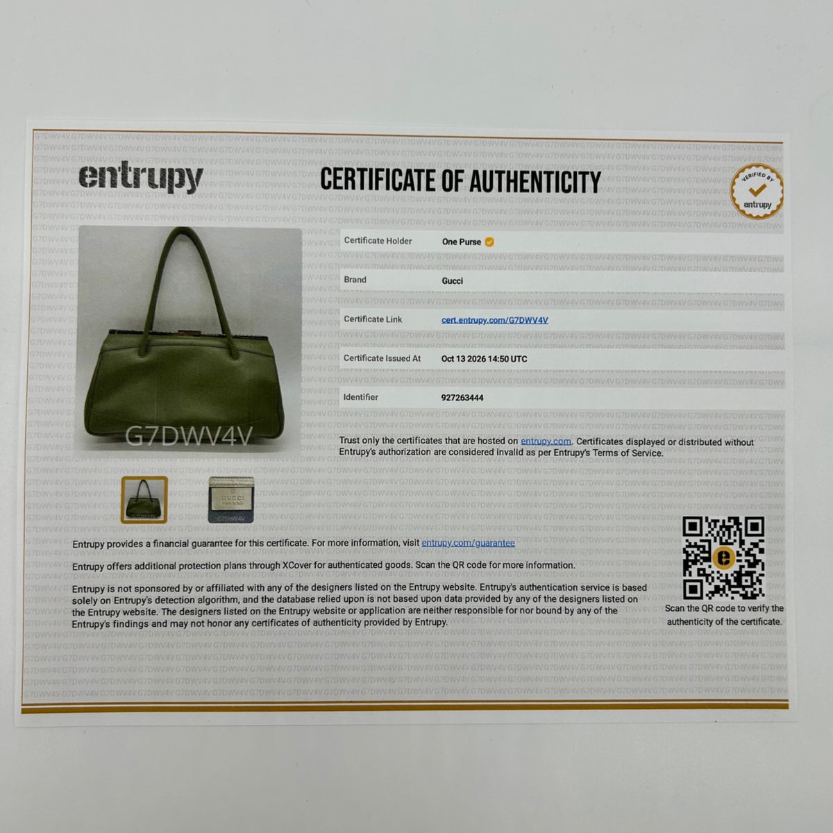 Gucci Olive Green Leather Shoulder Bag