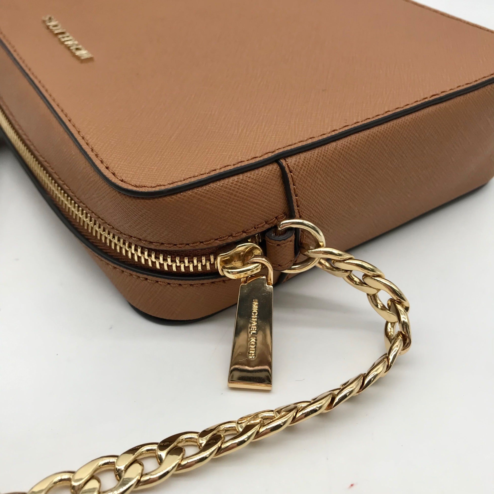 Michael Kors Jet Set East West Tan Saffiano Leather Crossbody Bag