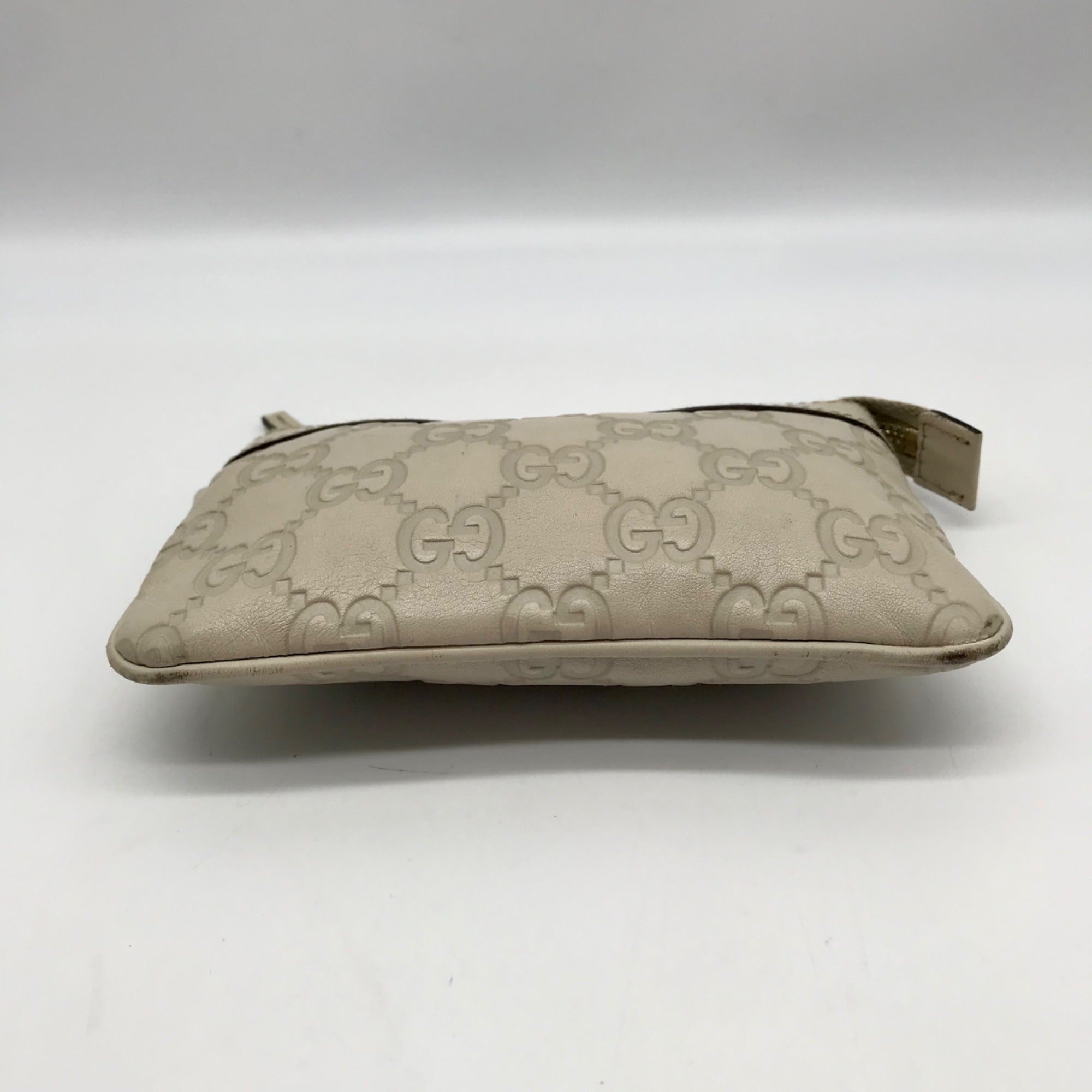 Gucci Off-White Monogram Leather Zip Wallet