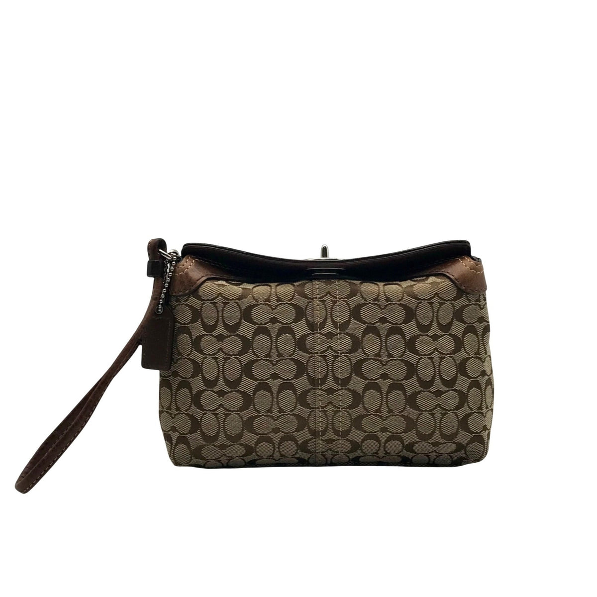Coach Signature Classic Brown Canvas Wristlet