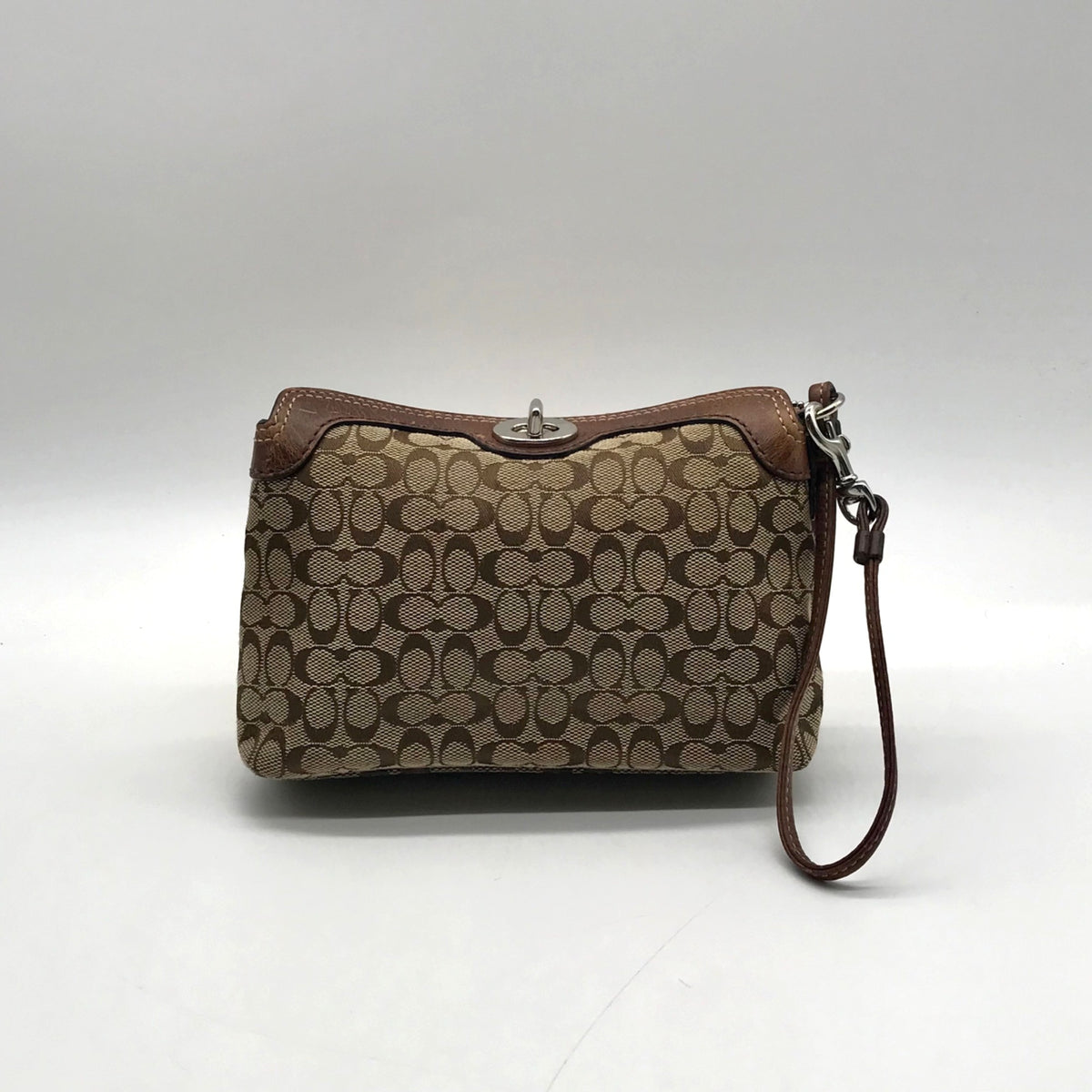 Coach Signature Classic Brown Canvas Wristlet