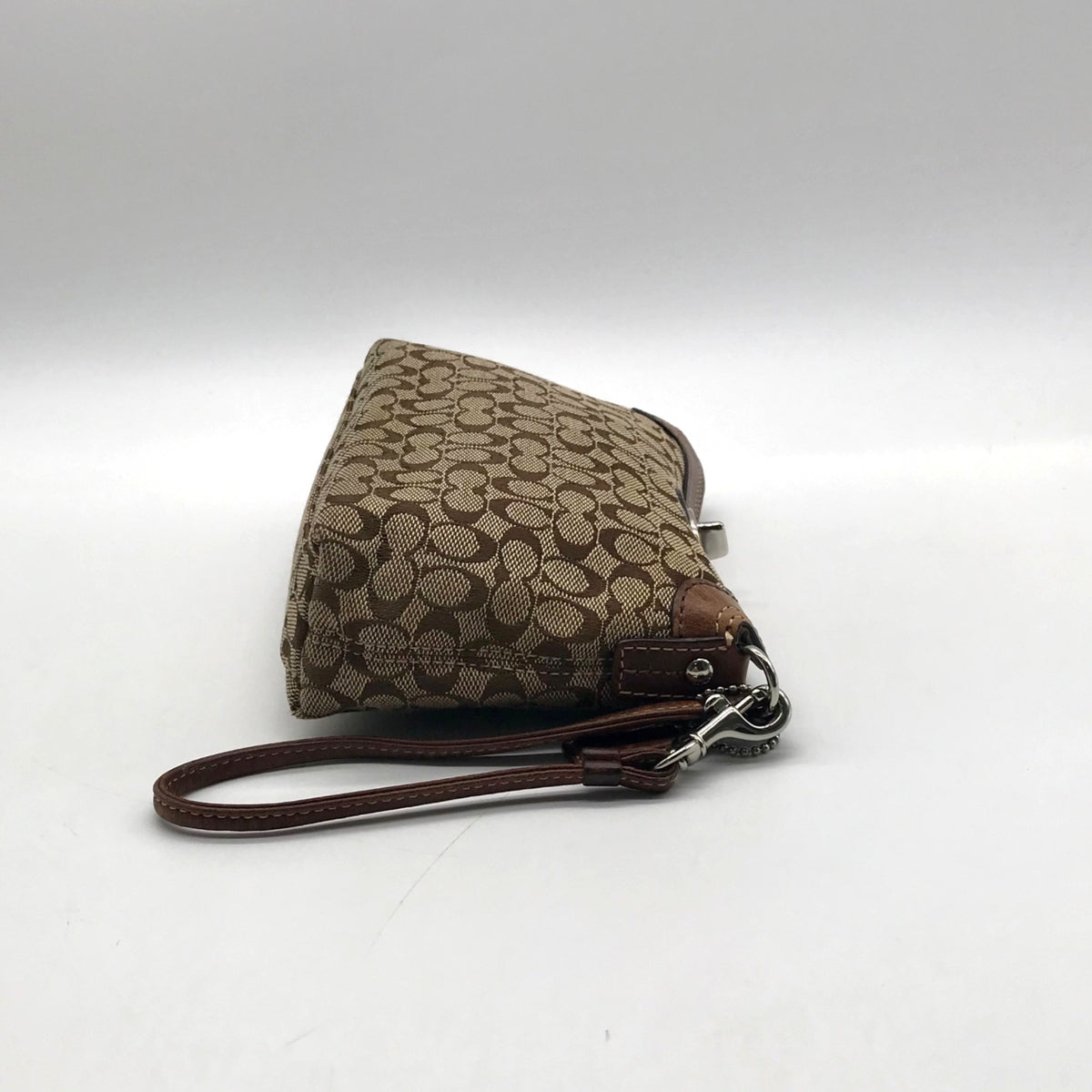 Coach Signature Classic Brown Canvas Wristlet
