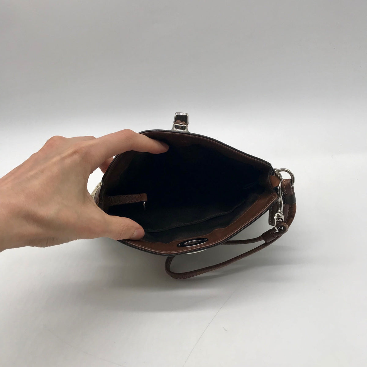 Coach Signature Classic Brown Canvas Wristlet