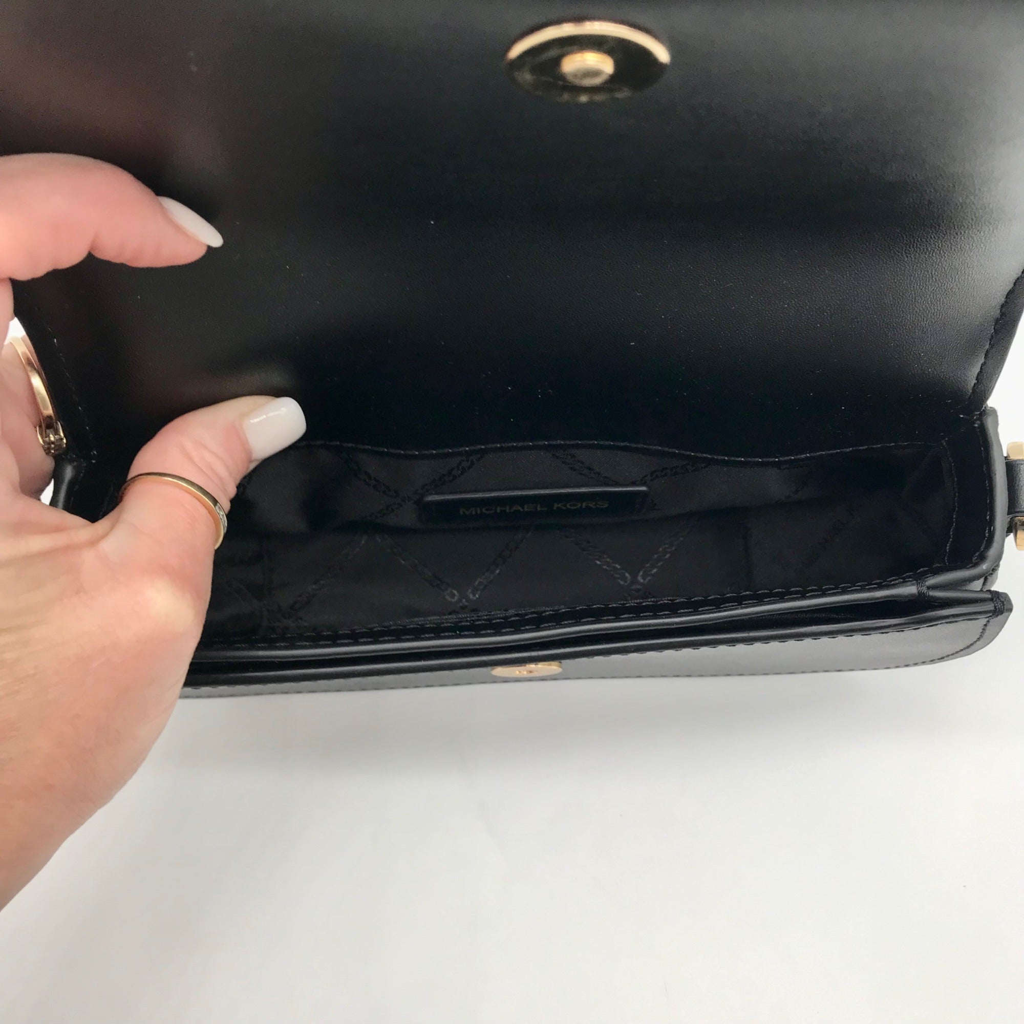 Michael Kors Black Leather Small Mila Sling Messenger Bag