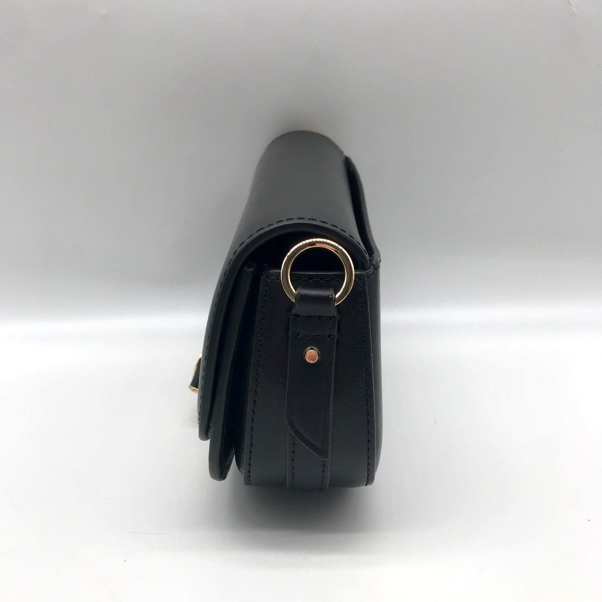 Michael Kors Black Leather Small Mila Sling Messenger Bag
