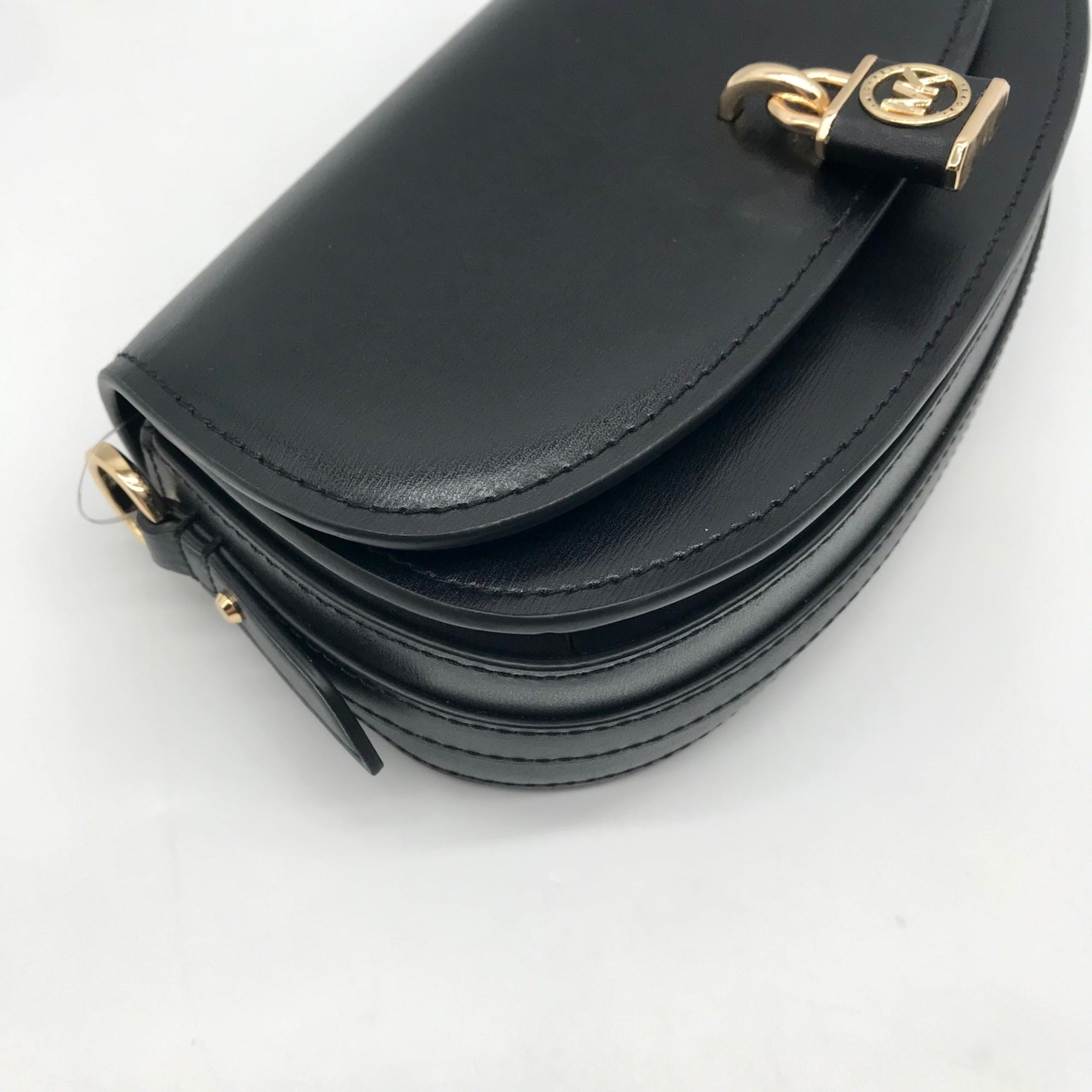 Michael Kors Black Leather Small Mila Sling Messenger Bag