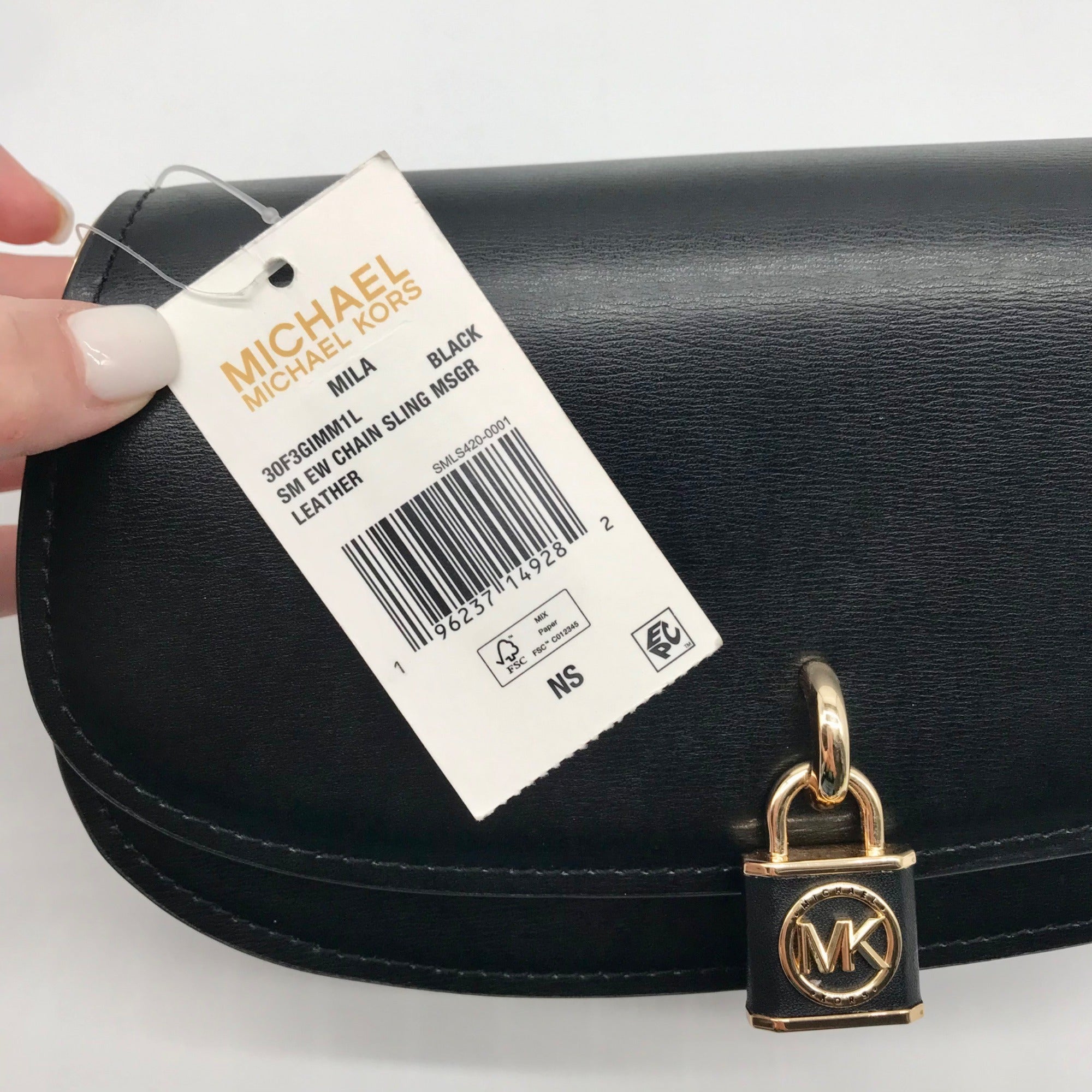 Michael Kors Black Leather Small Mila Sling Messenger Bag