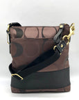 Coach Brown Monogram Canvas Signature Stripe Crossbody Bag