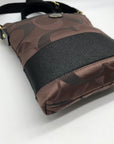 Coach Brown Monogram Canvas Signature Stripe Crossbody Bag