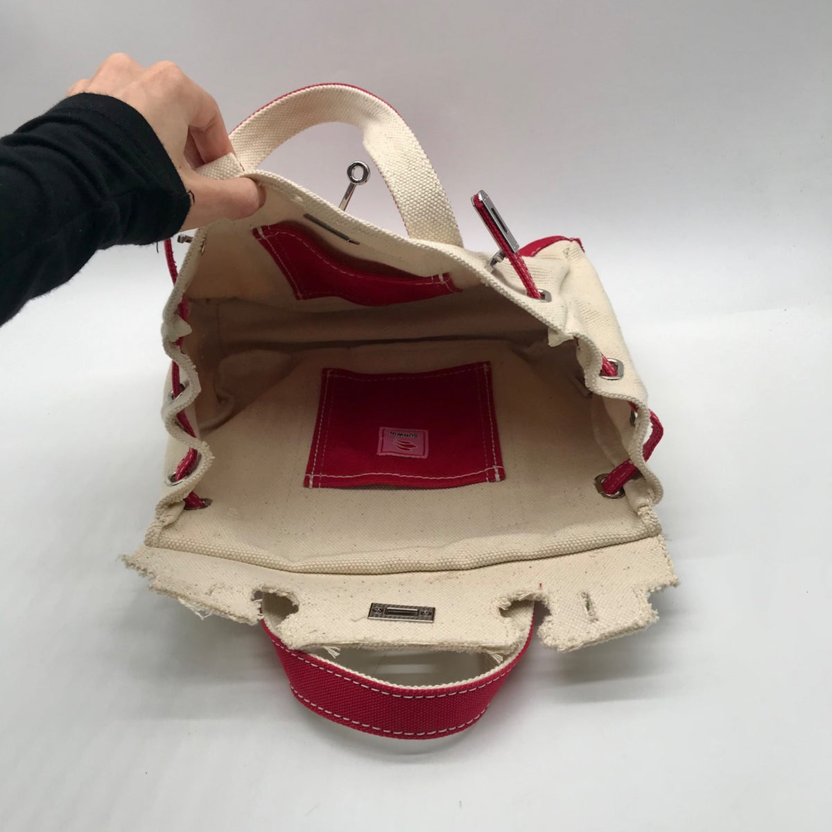 Sunwin Beige And Red Colorway Tote Bag