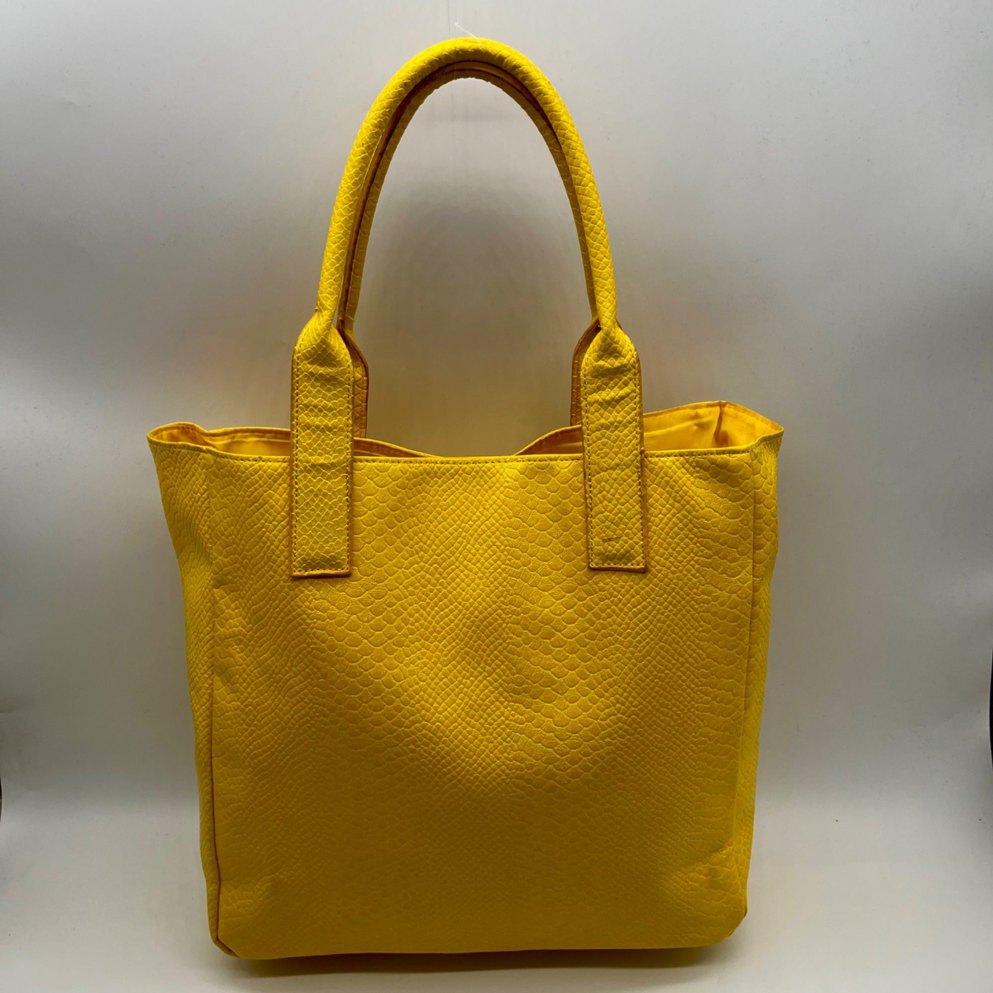 Neiman Marcus Yellow FauxSnake-Embossed Tote